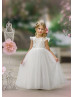 White Tulle Corset Back Floor Length Flower Girl Dress